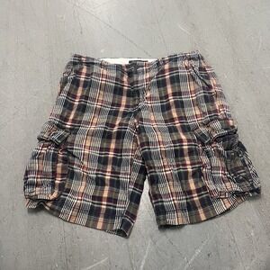 Tommy Hilfiger Mens 34 Plaid Cargo Shorts Madras Preppy Casual Cotton Multicolor